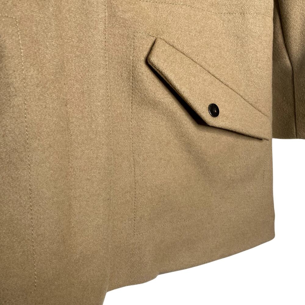 The Kooples Wool Blend Mockneck Utility Pea Coat Small Snap Front Zip Jacket Tan - Picture 7 of 15